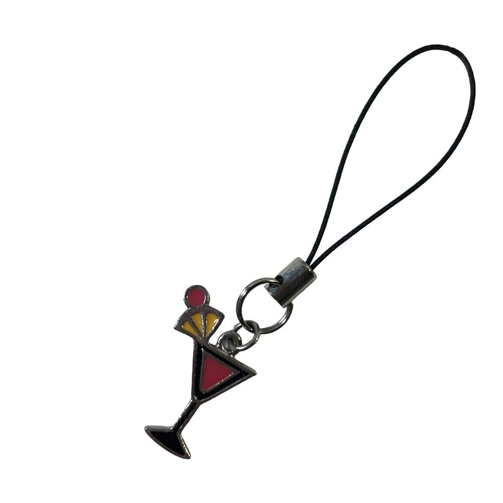 Cocktail Drink Glass Charm, Great for zipper pull, purse or keychain.